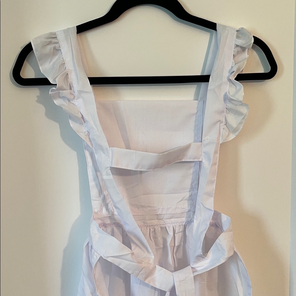 White Pinafore Apron w Ruffled Straps NWOT sz L - Picture 4 of 5